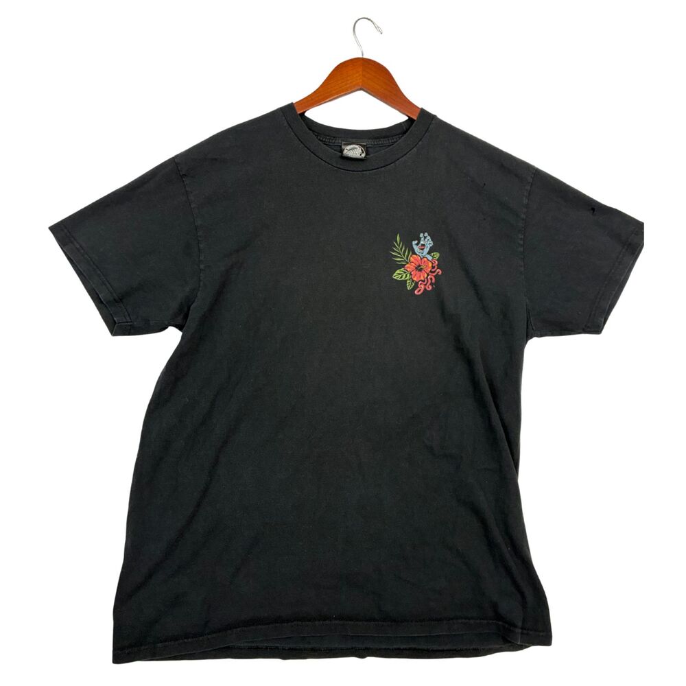 Santa Cruz Skateboards T-Shirt Men's Black Tropical Floral Logo Graphic Skate